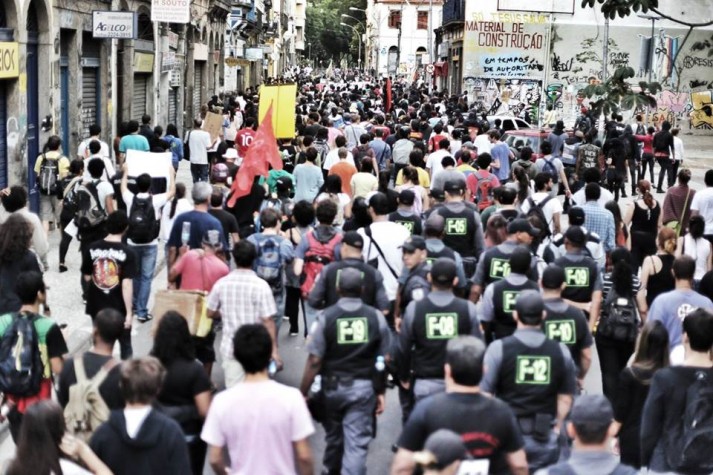 Manifestantes no Rio de Janeiro