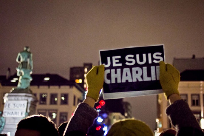 Manifestação em solidariedade ao jornal Charlie Hebdo em Bruxelas / Bélgica