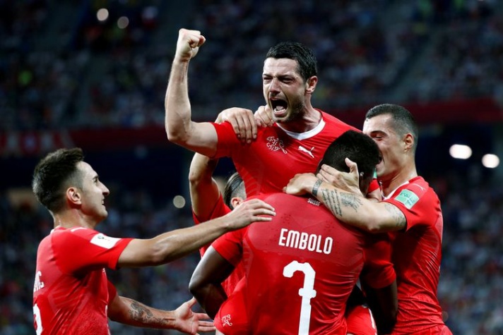 Copa 2018: Suíça e Costa Rica. Comemoração do primeiro gol da Suíça