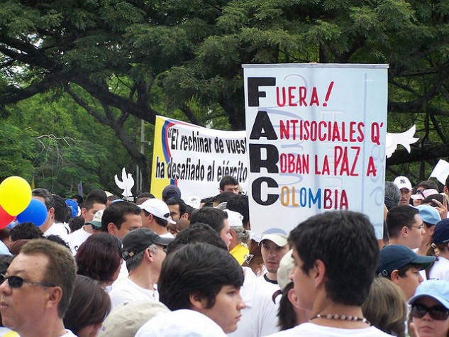 Protesto contra as Farc na Colômbia
