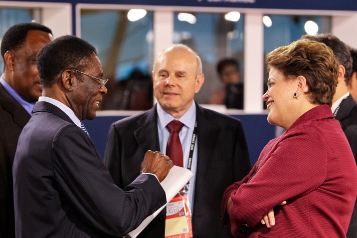 Dilma Rousseff e o presidente da Guiné Equatorial, Teodoro Mbasogo