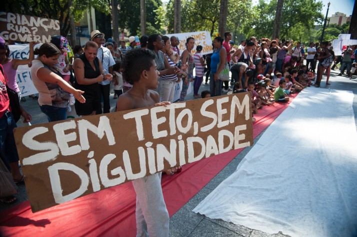 Sem-teto reivindicam, no centro de São Paulo, moradia digna
