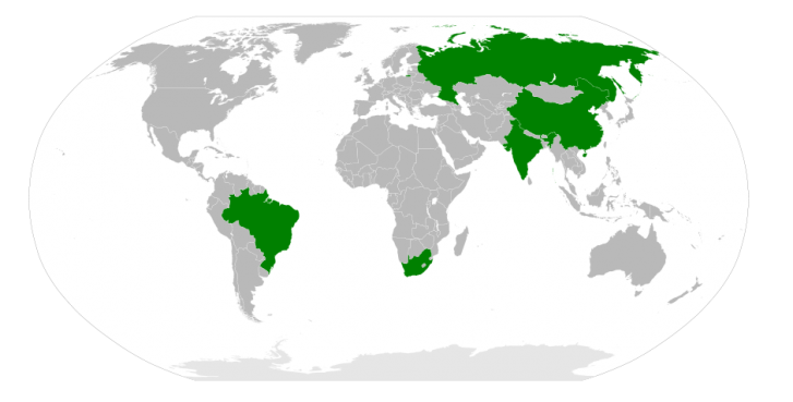 Mapa dos países do Brics