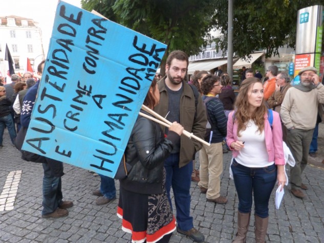 Manifestantes durante greve geral de Portugal