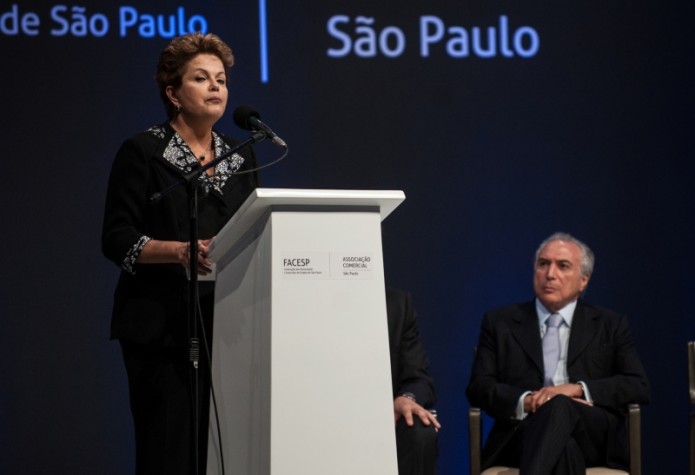 Dilma na posse do novo presidente da Federação das Associações Comerciais do Estado de São Paulo