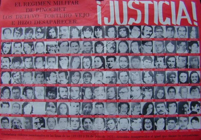 Cartaz de movimento pelos direitos humanos no Chile