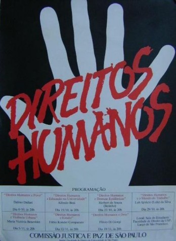 Cartaz pelos direitos humanos da Comissão Justiça e Paz de SP