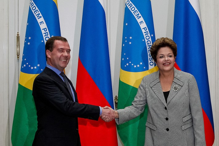 Dilma Rousseff e o primeiro-ministro da Rússia, Dmitri Medvedev