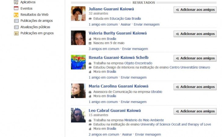 Milhares de usuários brasileiros no Facebook trocaram o nome para Guarani-Kayowá