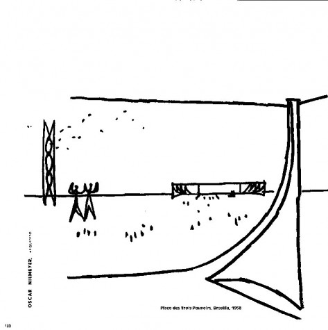 desenho palácio do planalto praça três poderes Oscar Niemeyer