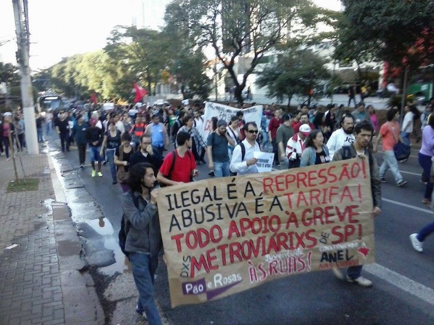 Passeata de metroviários em São Paulo