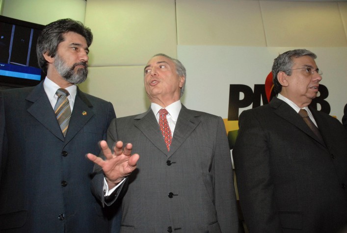 Presidente do PMDB, Valdir Raupp, e vice-presidente da República, Michel Temer