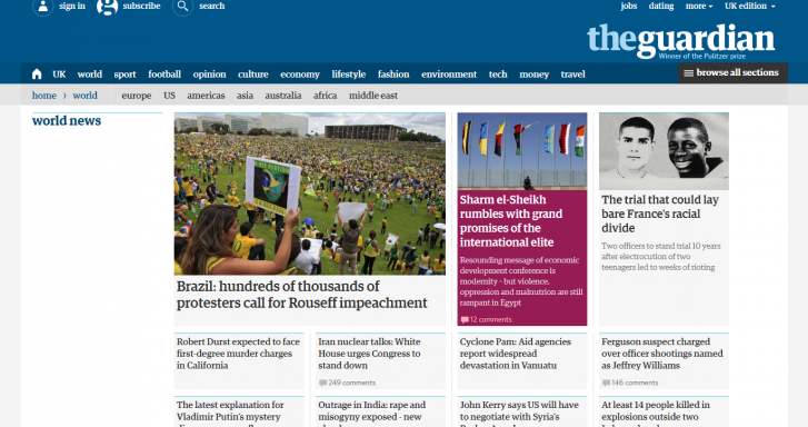 Jornal The Guardian repercute manifestações no Brasil